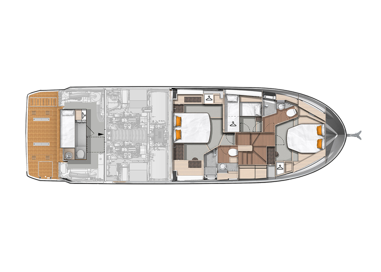 Lower deck with crew cabin